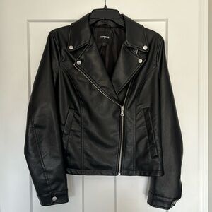 Express Black Faux Leather Moto Jacket Size M